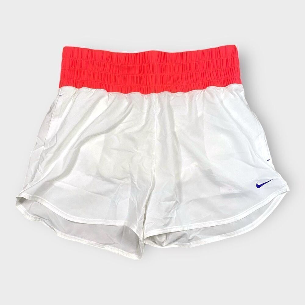 Nike DRI-FIT Womens Brief Lined Running Shorts White FJ1832-101 Size Large New